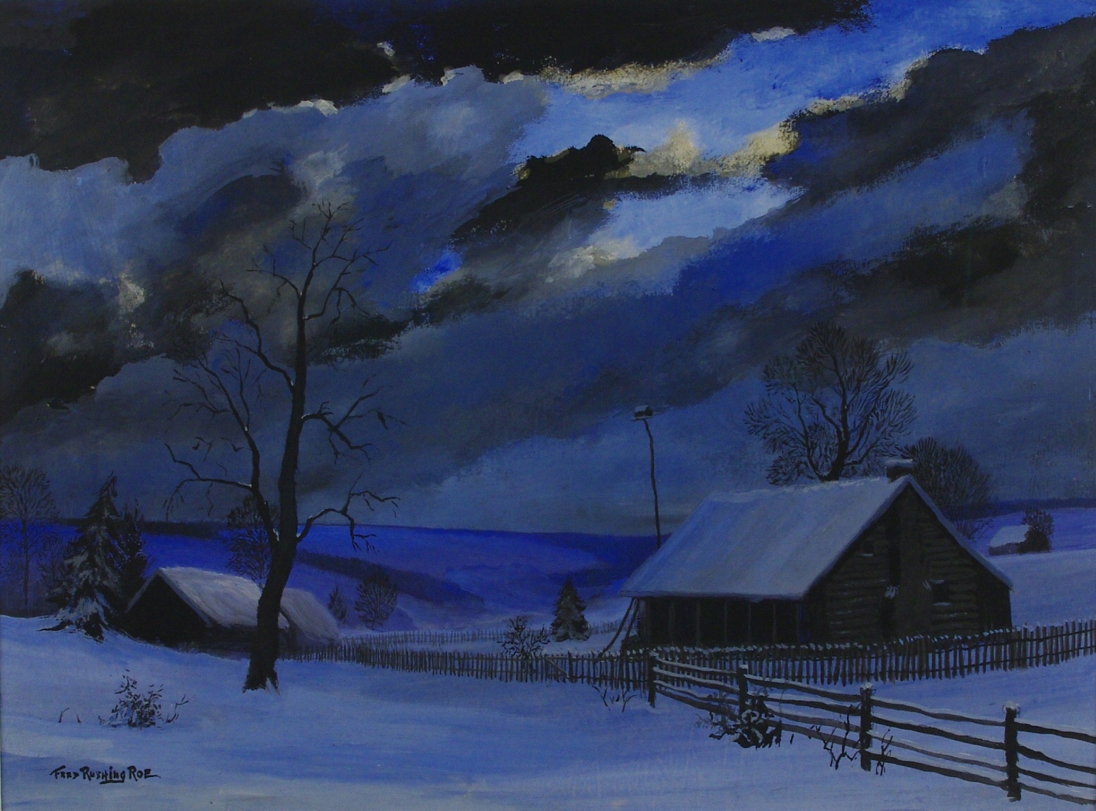 Frederick Rushing Roe (1883- 1947) American, "Winter Night"