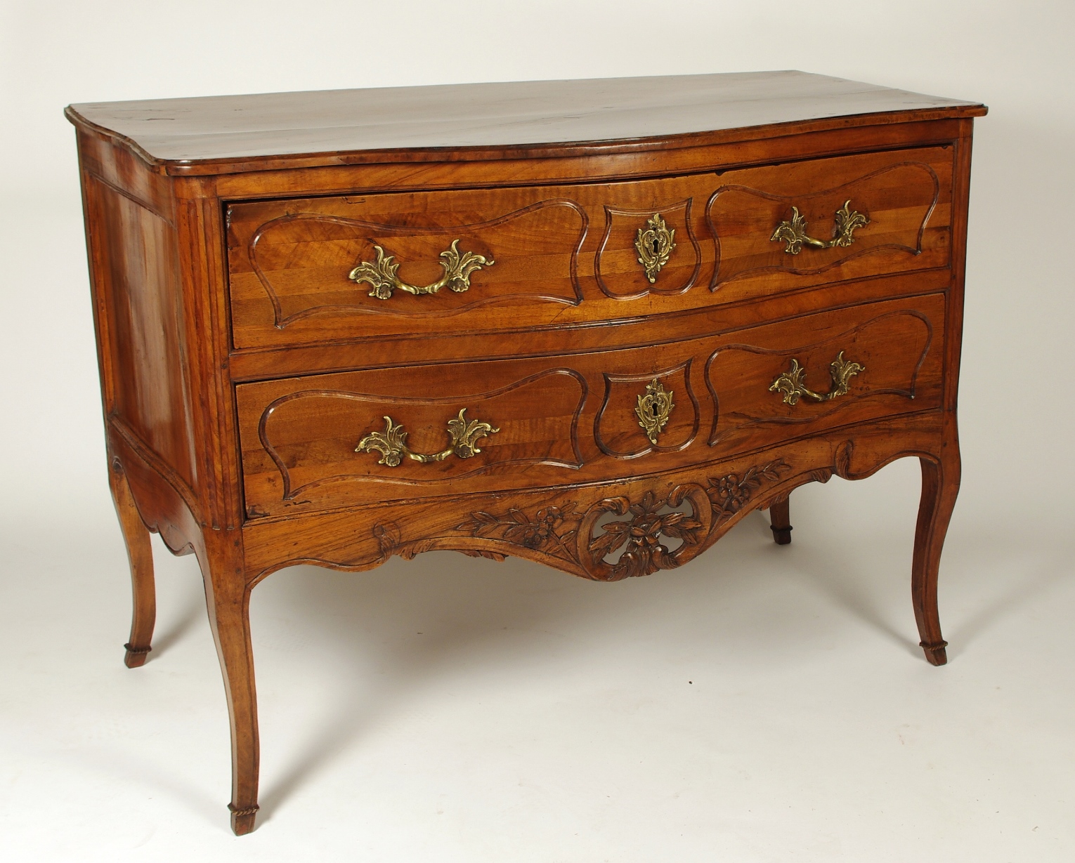 Louis XV Walnut Serpentine Chest of Two Drawers