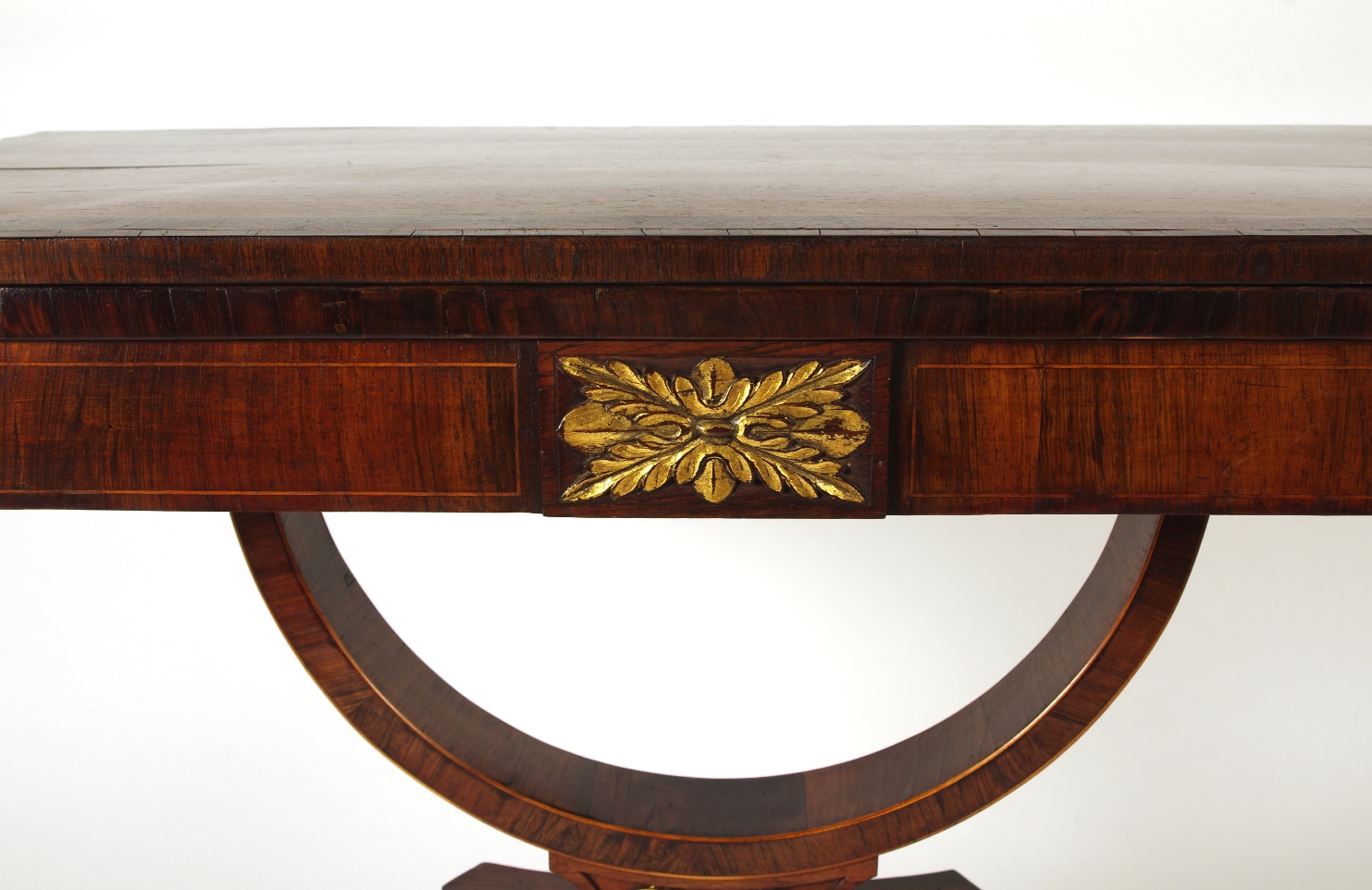 Regency Rosewood Card Table with Rare Palm Cross Banding