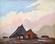 View 2: Oscar Daniel Soellner (1890-1952)  "Landscape with Barns"