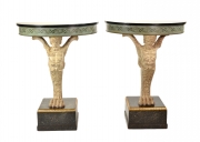 View 1: Pair of Carved and Painted Demilune Console Tables, 20th c.