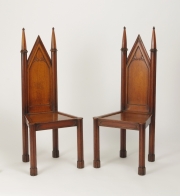 View 2: Pair of George III Oak Gothic Hall Chairs, c. 1800