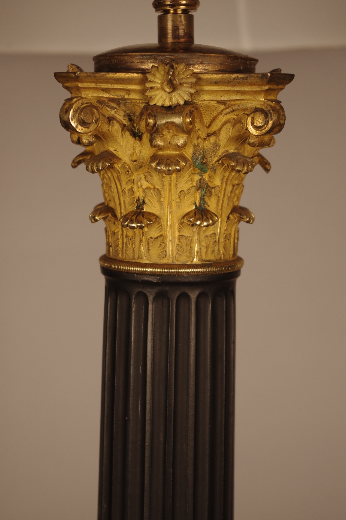 Empire Style Bronze and Ormolu Column Lamp