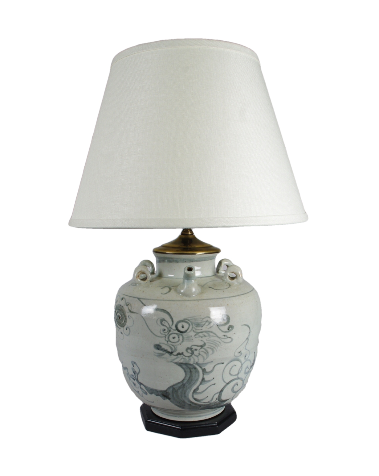 Robert Morrissey Antiques Blue and White Stoneware Jar Mounted as a Lamp