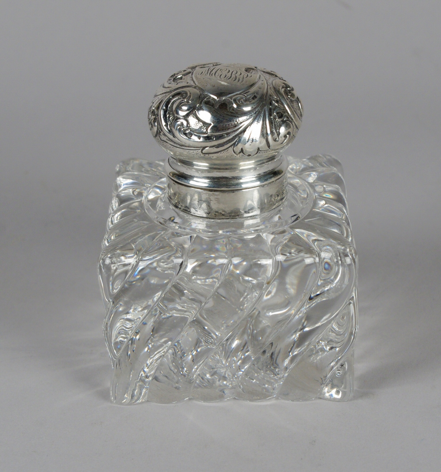 Robert Morrissey Antiques: Crystal and Sterling Silver Inkwell