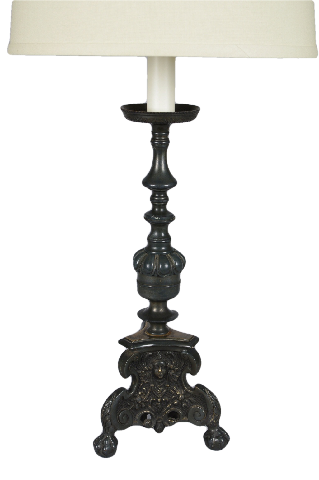 Robert Morrissey Antiques Baroque Style Brass Candlestick Lamp