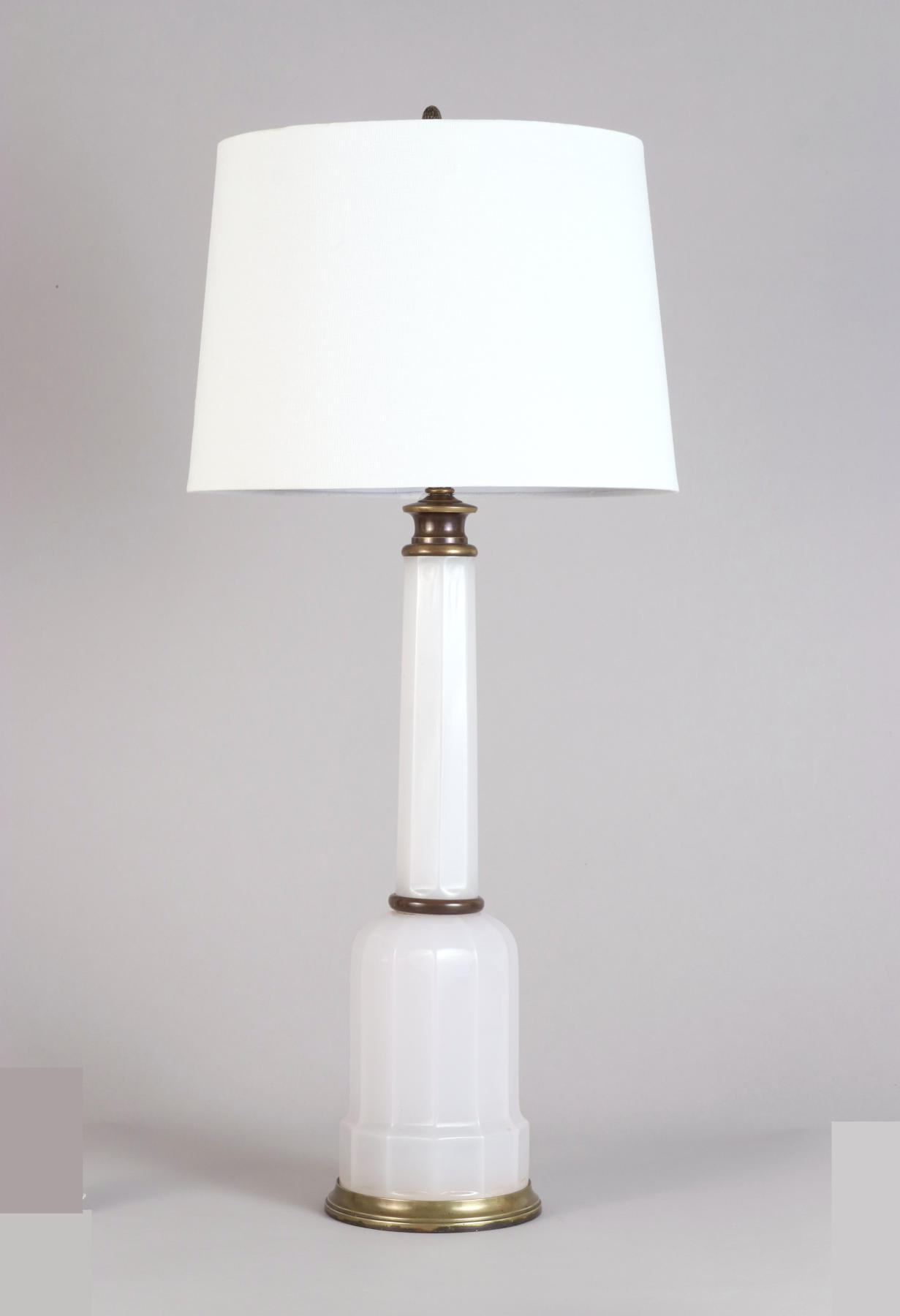 White Opaline Column Lamp, 19th c.