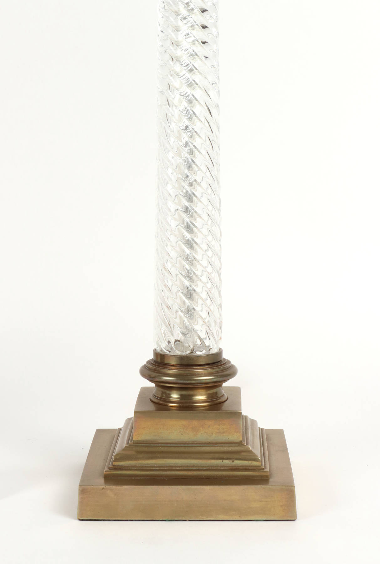 Pair of Crystal and Brass Column Lamps by Vaughan