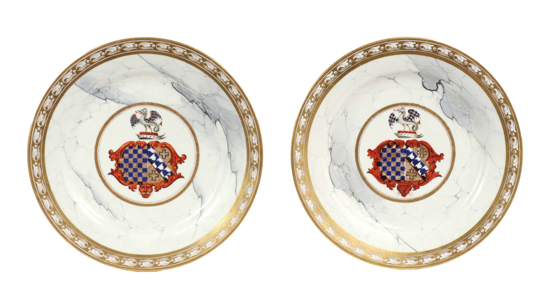 Pair of Barr, Flight & Barr Worcester Armorial Plates, c. 1810