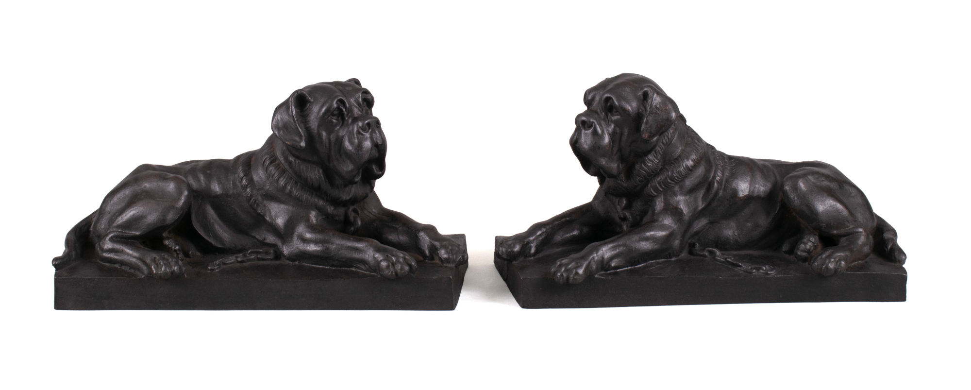 Pair of Cast Iron Mastiffs, mid 19th c.