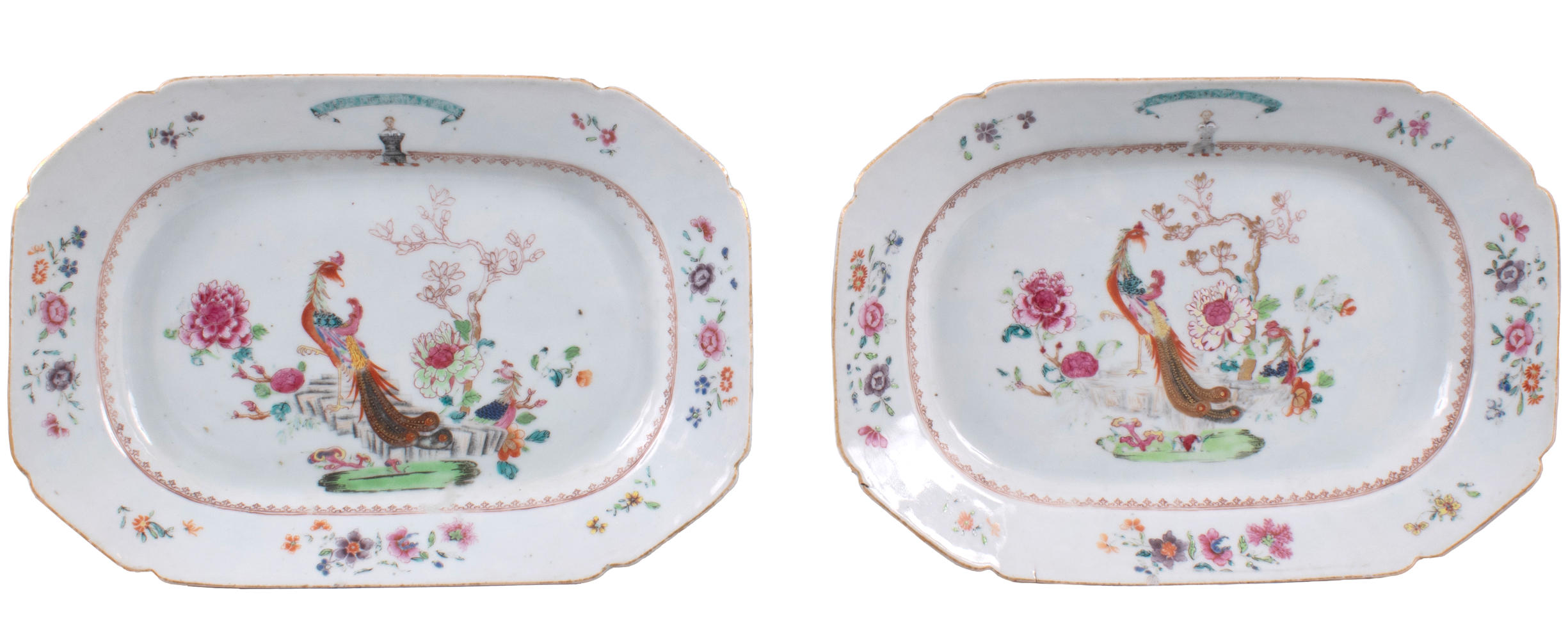 Pair of Chinese Export Porcelain Armorial Platters, c. 1755