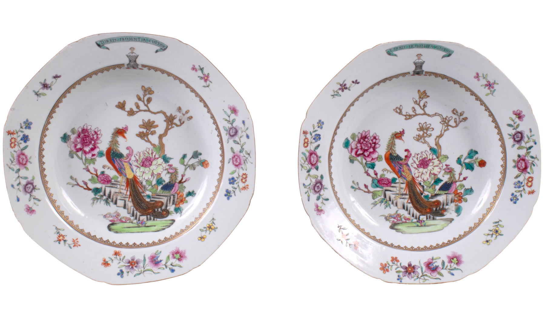 Pair of Chinese Export Porcelain Armorial Shallow Bowls, c. 1755