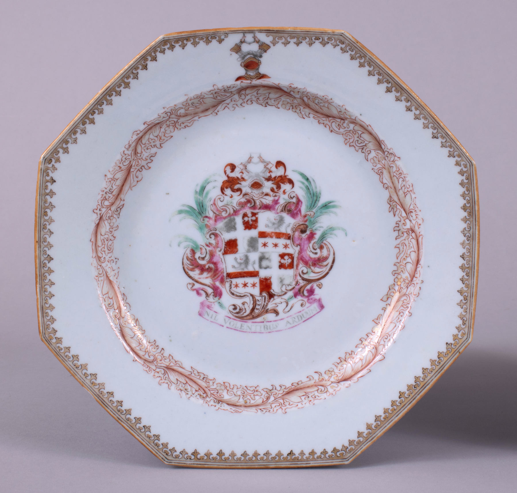 Pair of Octagonal Chinese Export Porcelain Armorial Plates, c. 1740