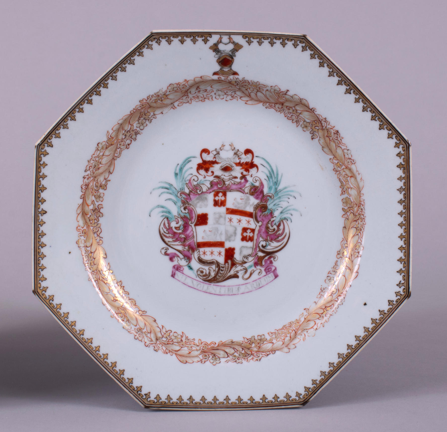 Pair of Octagonal Chinese Export Porcelain Armorial Plates, c. 1740