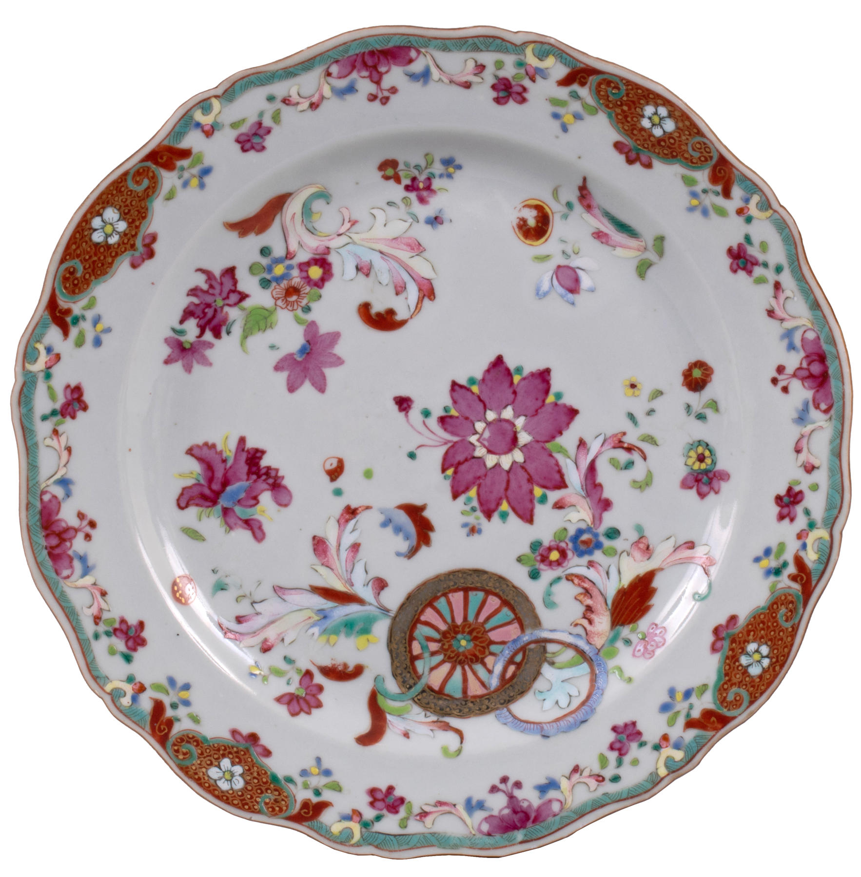 Chinese Export Pseudo Tobacco Leaf Plate, c. 1785