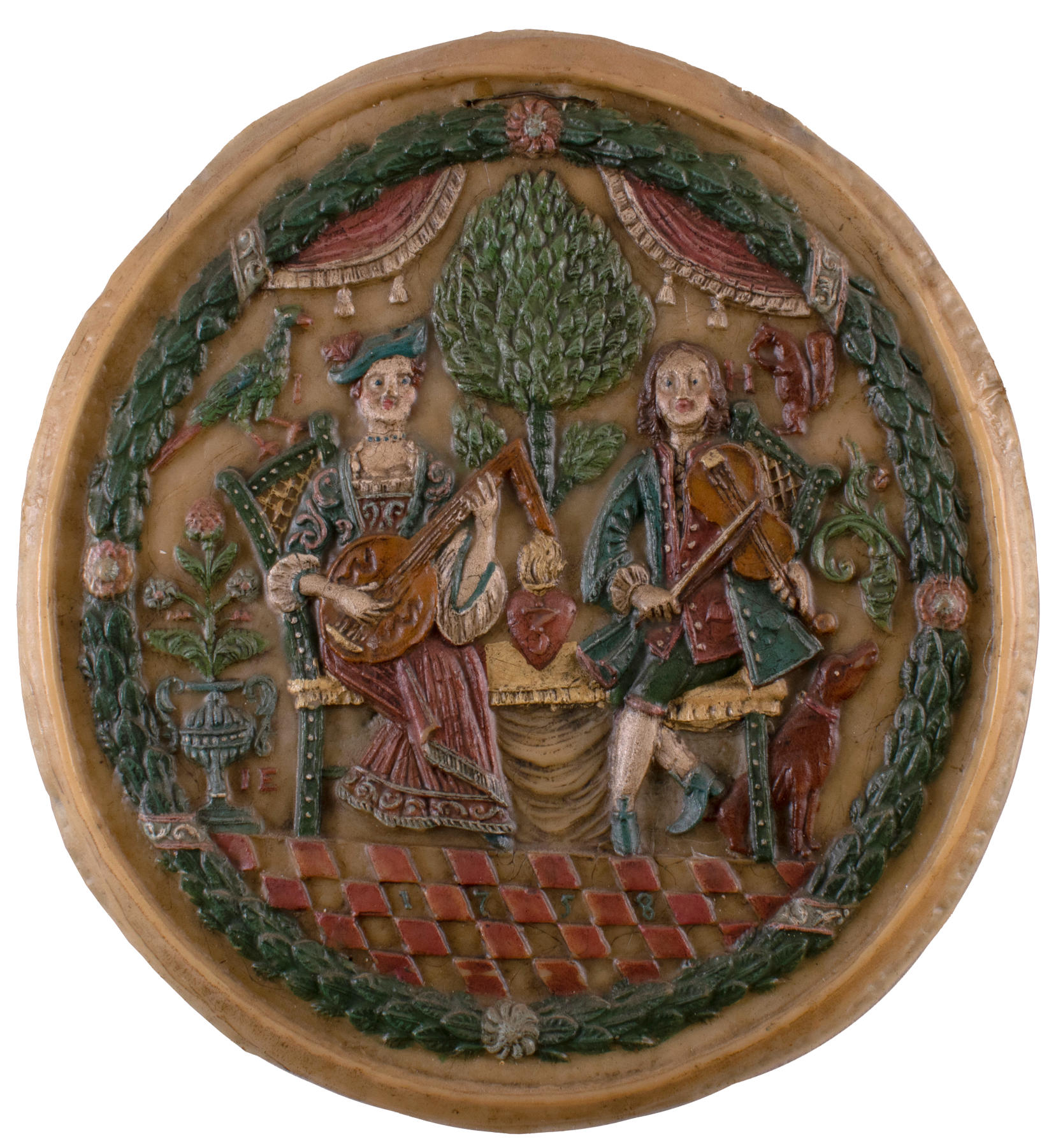 Large Wax Portrait Medallion, Dated 1752