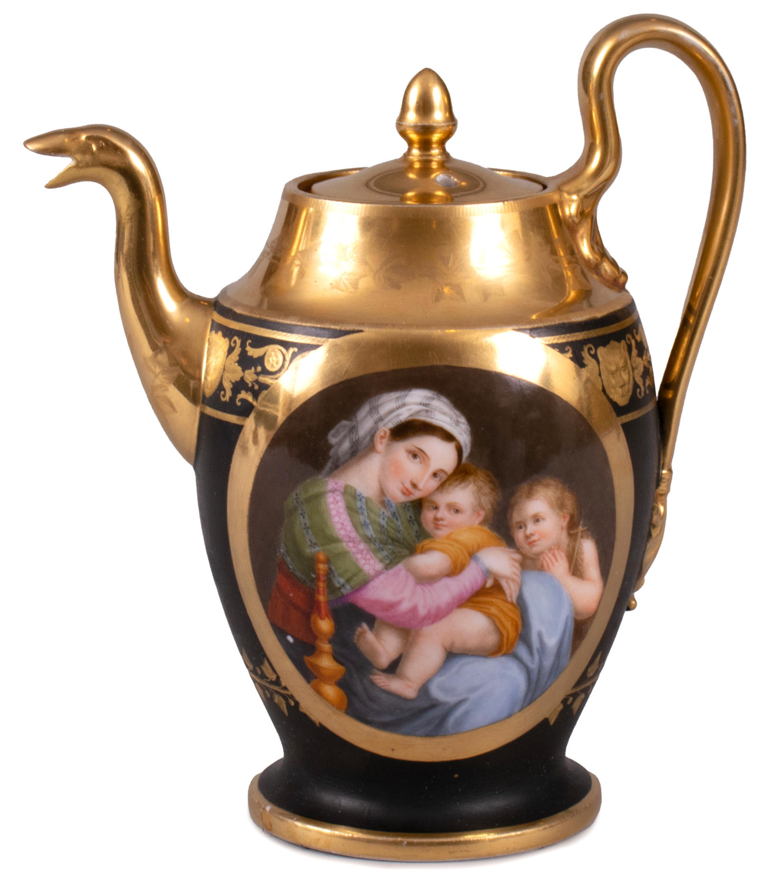 Old Paris Porcelain Teapot by Dagoty, c. 1810