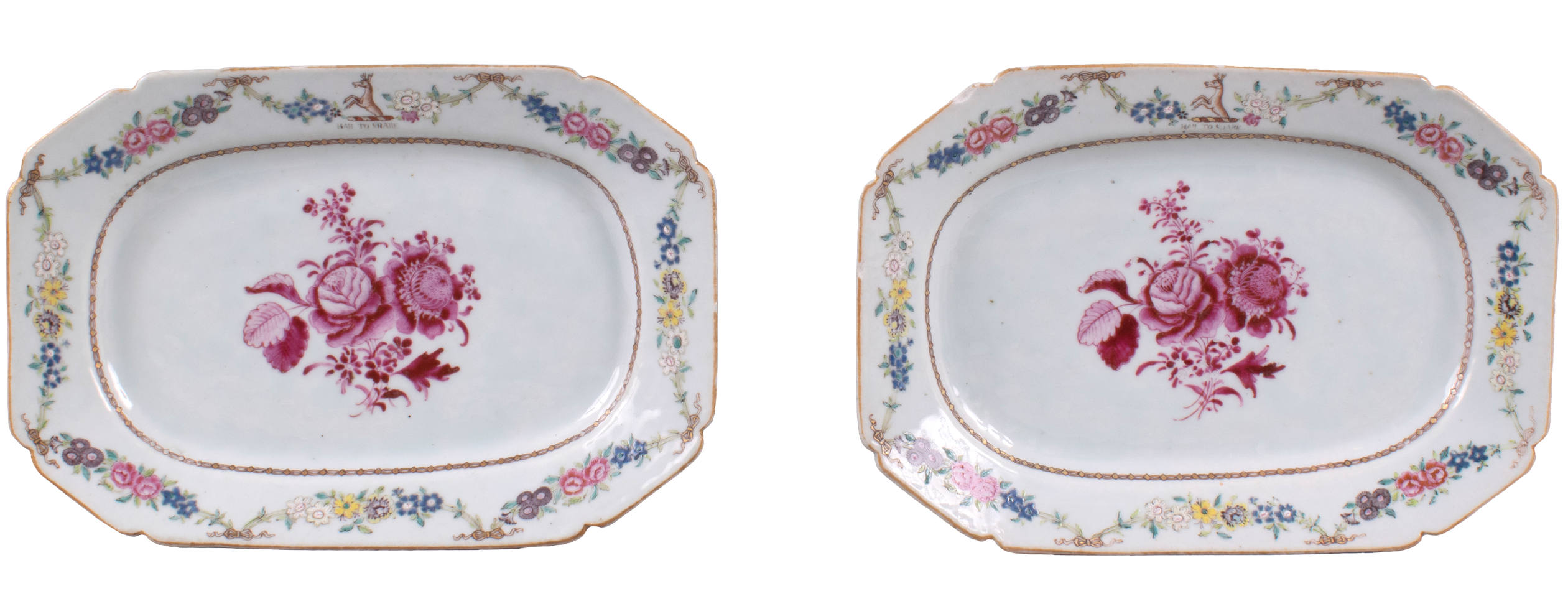 Pair of Chinese Export Armorial Platters, c. 1765
