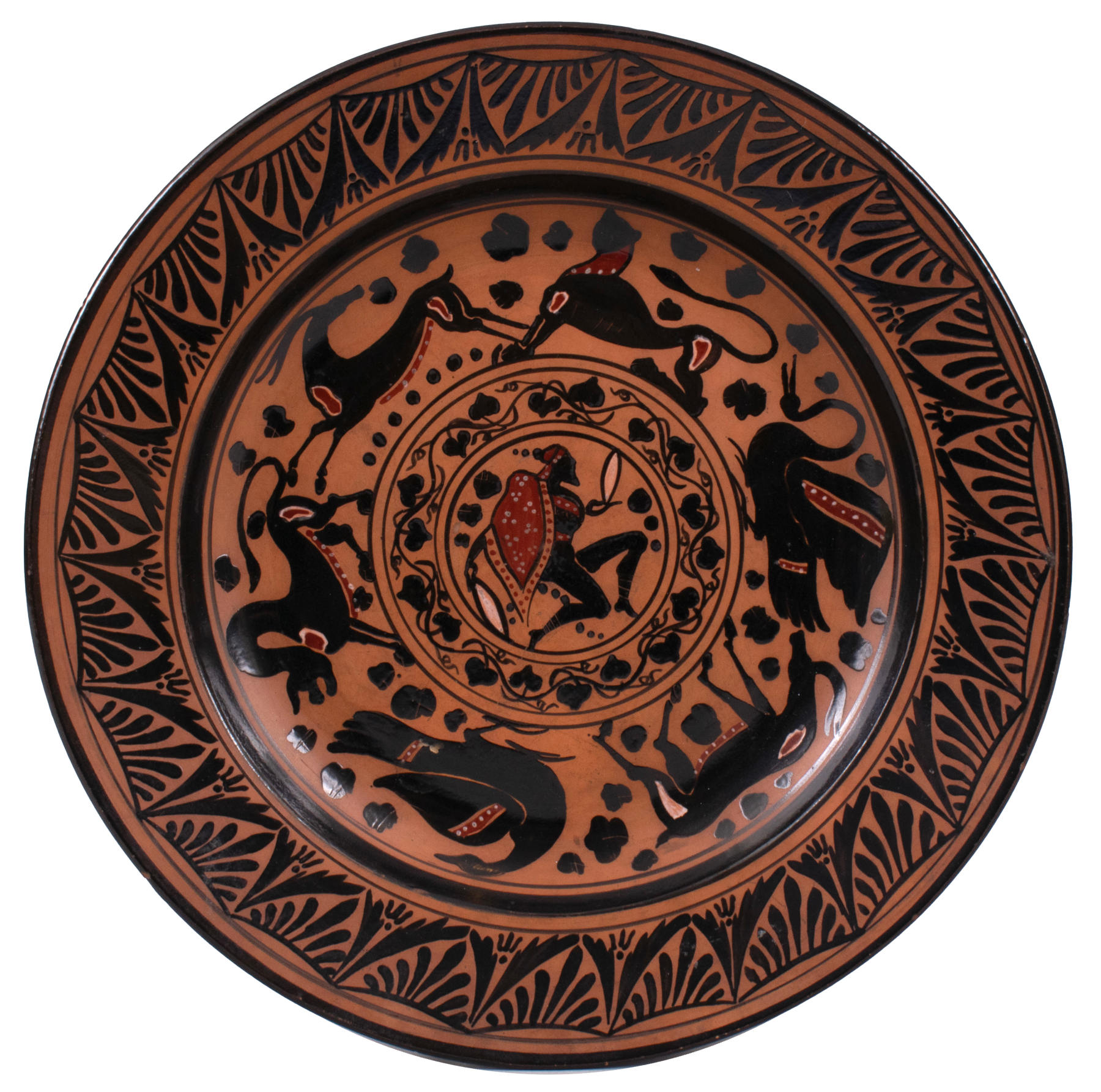 Naples (Del Vecchio) Greek Revival Black Figure Plate, c. 1800