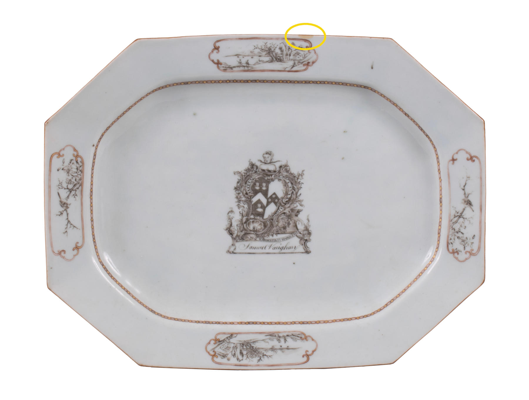 Chinese Export Armorial Platter with the Arms of Samuel Vaughan, c.1750