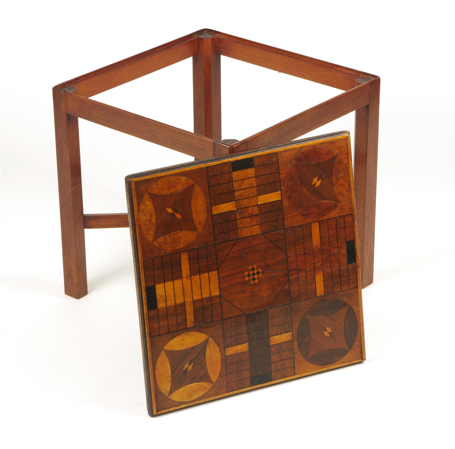 Inlaid Parcheesi Board Mounted as a Table, 19th c.