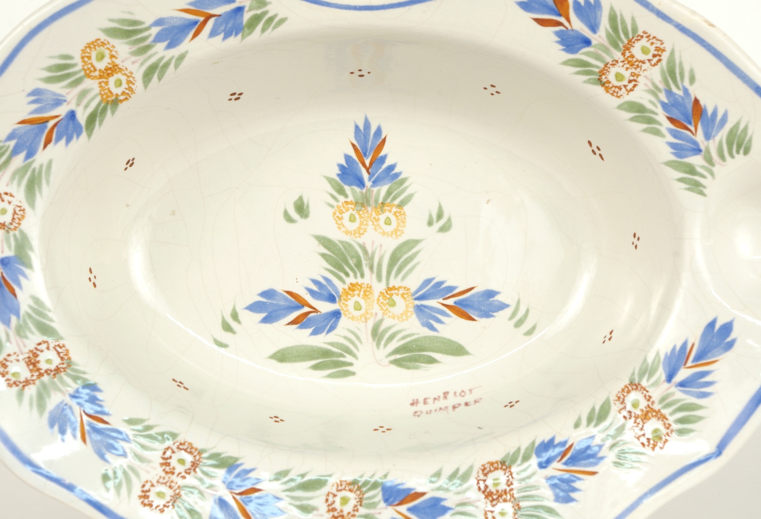 French Faience Barber Bowl, Quimper, c. 1930