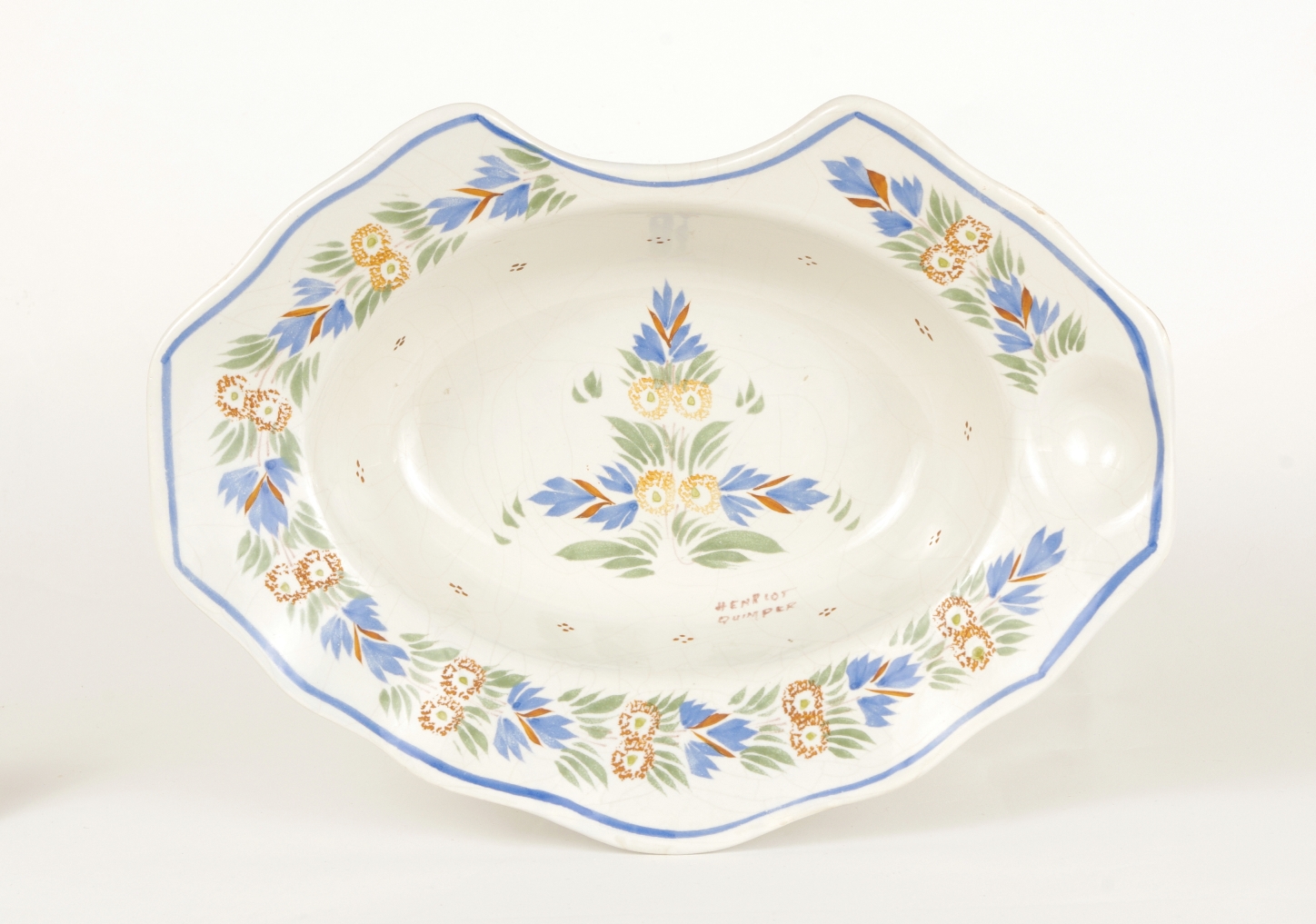 French Faience Barber Bowl, Quimper, c. 1930