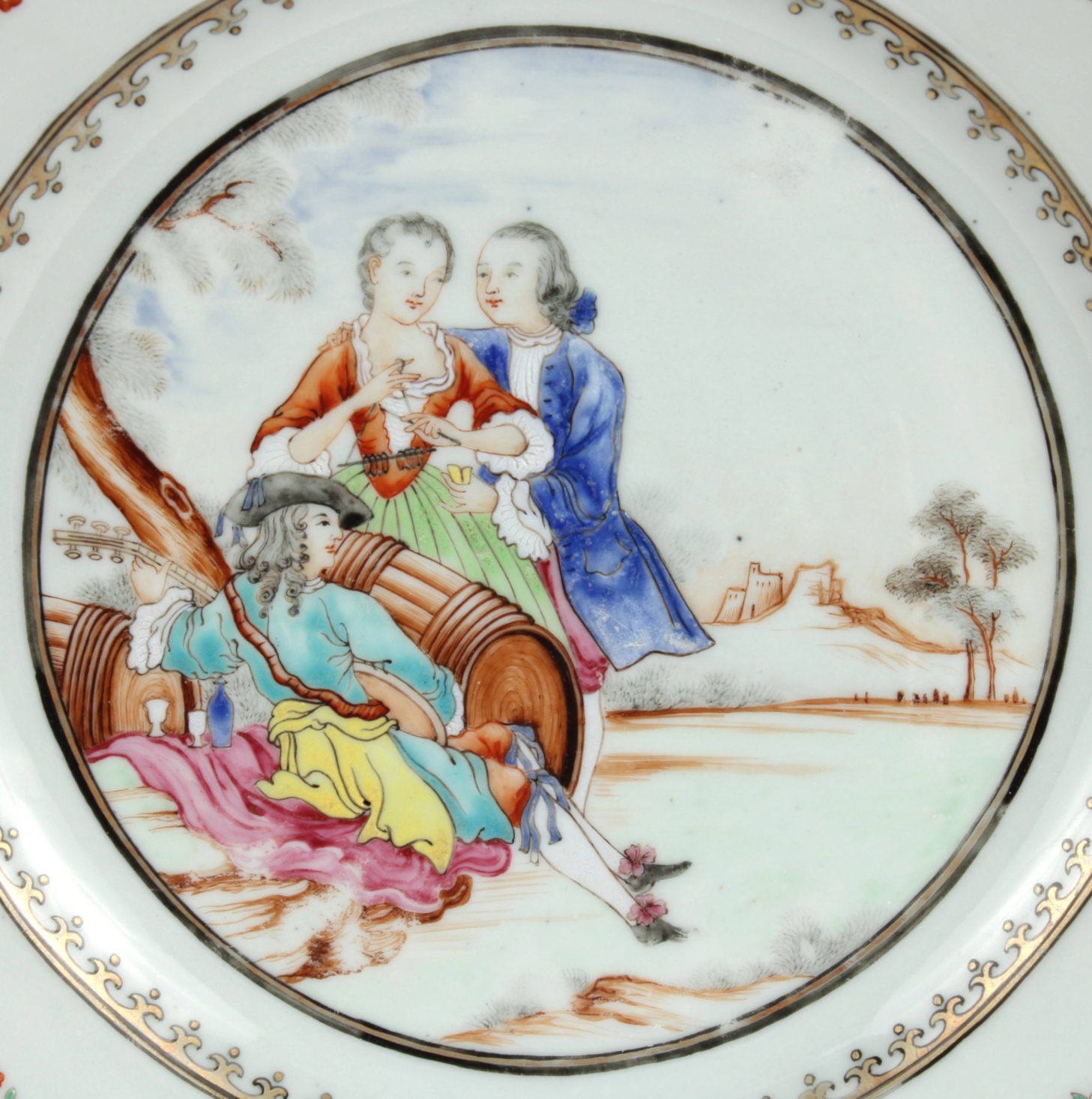 Chinese Export Plate Decorated with a Music Party, c. 1745