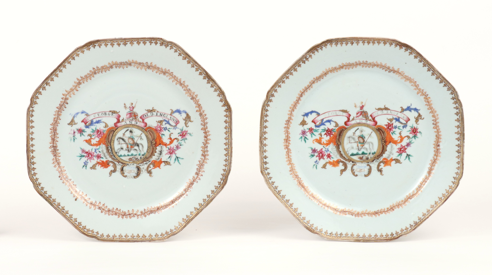 Pair of Chinese Export Armorial Plates, c. 1760