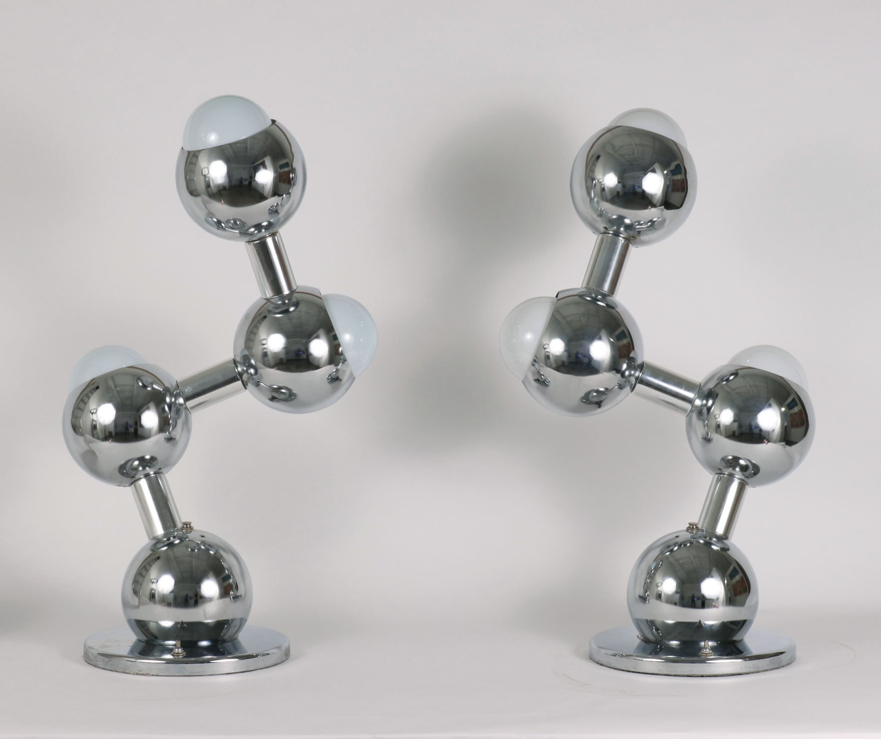 Pair of Chrome "Molecule" Lamps, c. 1970