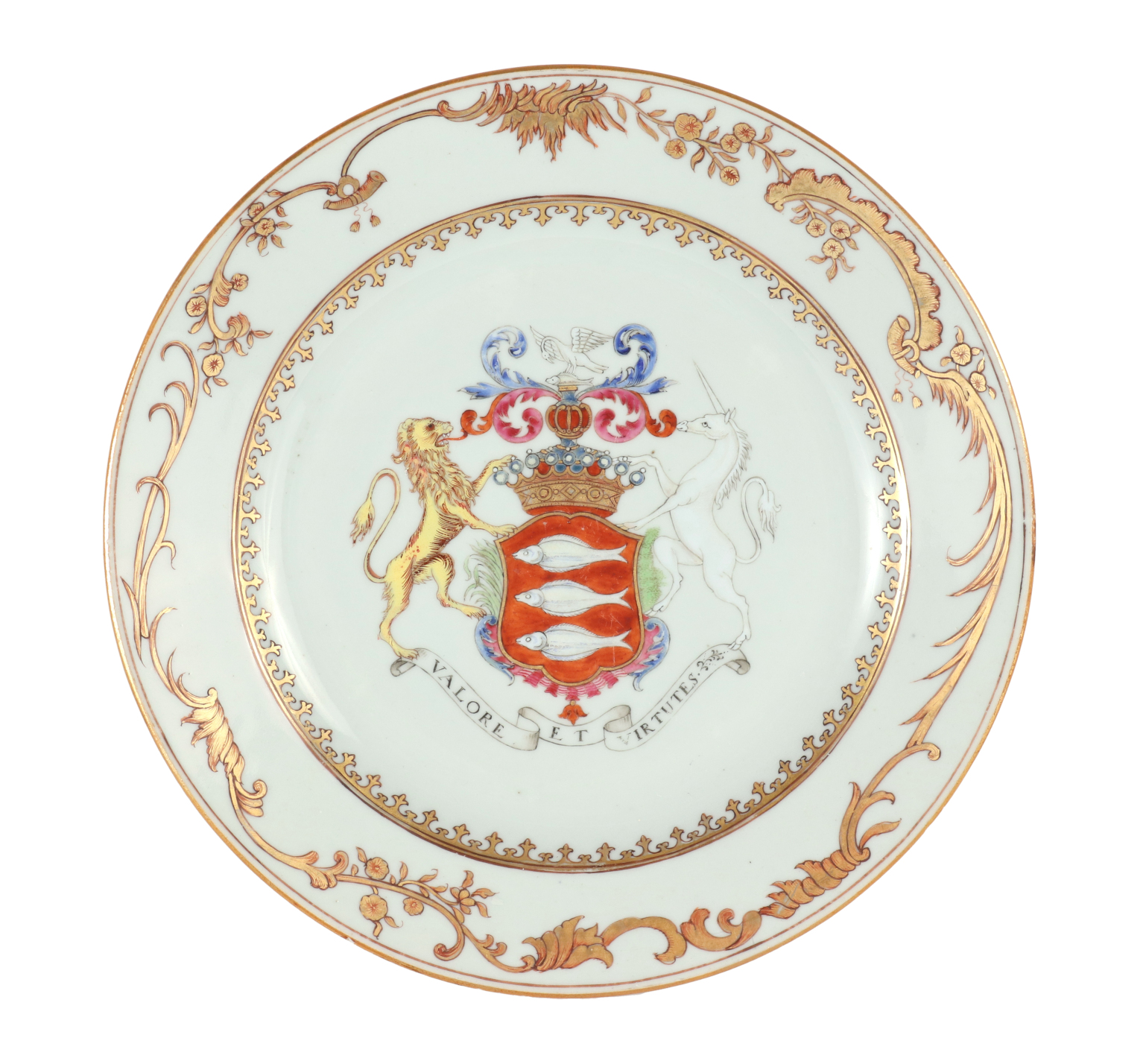 Chinese Export Armorial Plate Made for the Irish Market, c. 1750