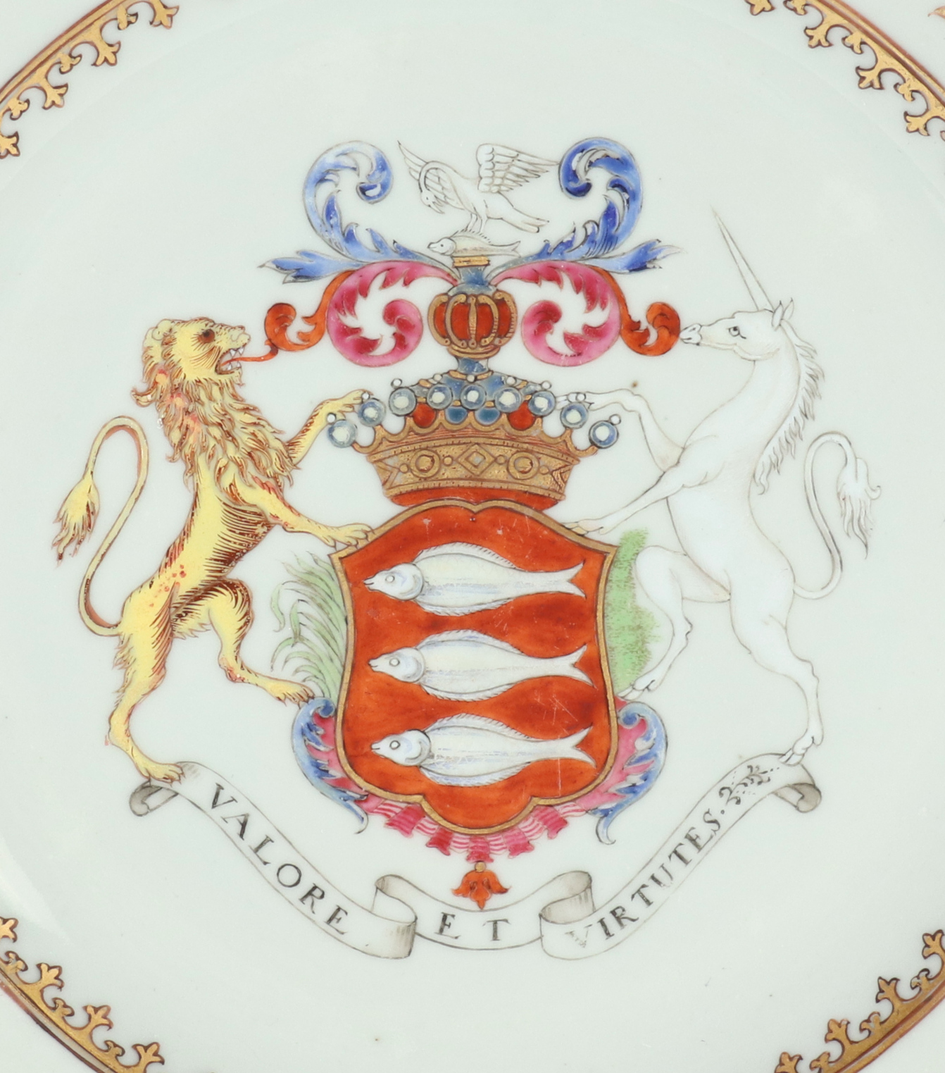 Chinese Export Armorial Plate Made for the Irish Market, c. 1750