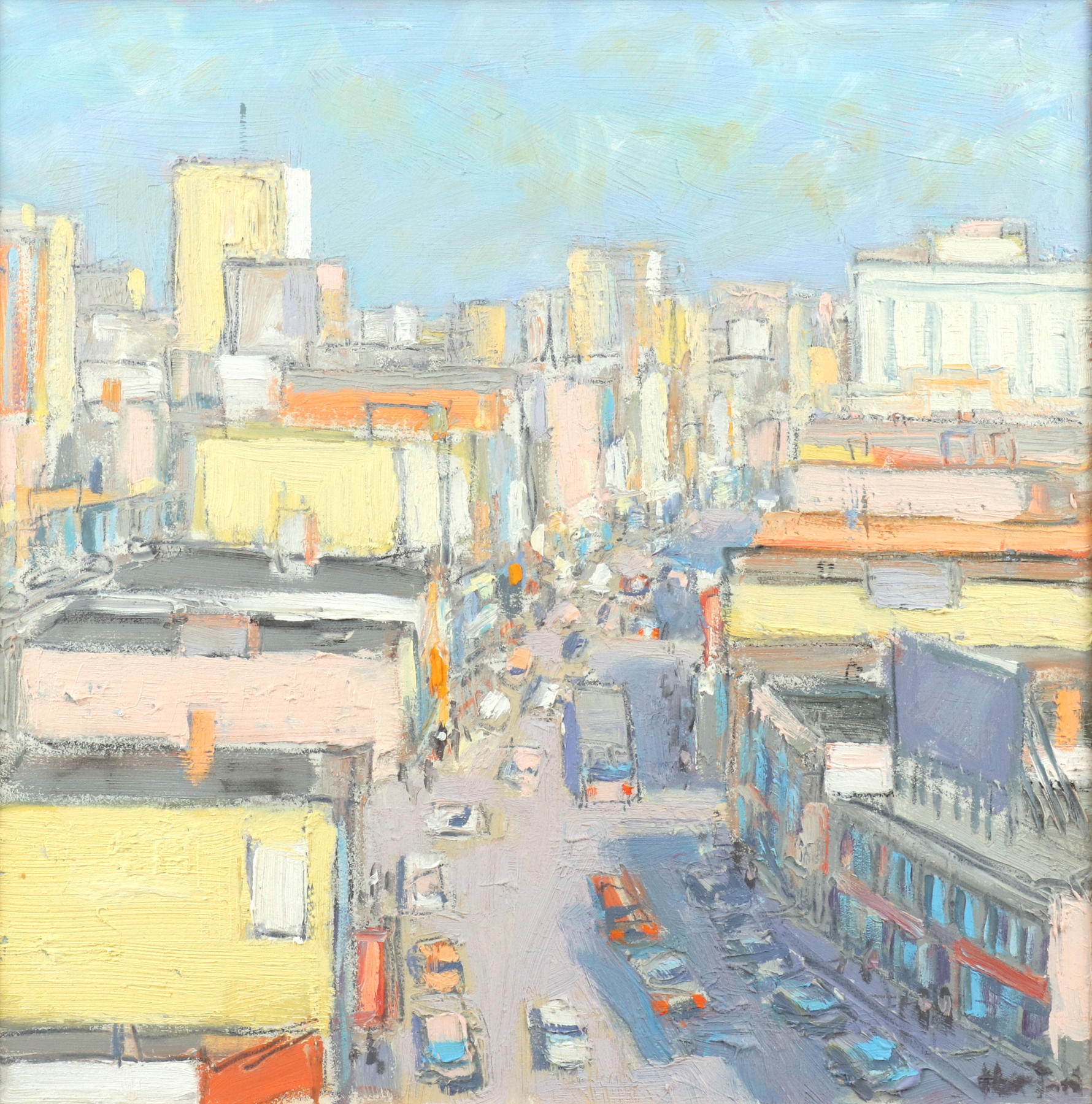 Busy City in Bright Sunlight 12" x 12"