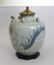 View 3: Blue and White Stoneware Jar Mounted as a Lamp