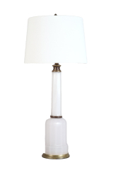 White Opaline Column Lamp, 19th c.