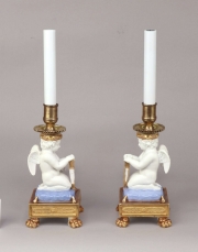 View 2: Pair of Paris Porcelain Putti Mounted as Lamps, c. 1810-20