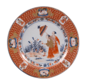 View 1: Chinese Export "The Lady with a Parasol" Plate, c. 1736-40