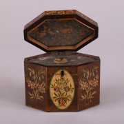 View 2: George III Octagonal Painted Tea Caddy, c. 1790