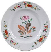 View 1: Chinese Export Pseudo Tobacco Leaf Plate, c. 1740-50