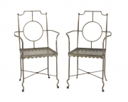 View 1: Pair of Poillerat Style Wrought Iron Garden Chairs