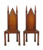 View 1: Pair of George III Oak Gothic Hall Chairs, c. 1800