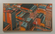 View 2: City in Orange and Green 32" x 58"