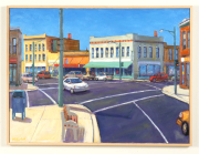 View 2: Mark Horton (b.1953) "Coffee House on Curved City Corner", 30" x 40"