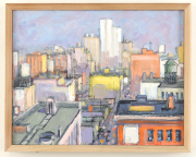 View 2: Mark Horton (b.1953) "Aerial View of City with Orange and White Buildings", 11" x 14"