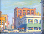 Mark Horton (b.1953) "Corner Cafe in City" 11" x 14"